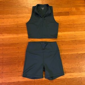 Reformation dark teal workout set